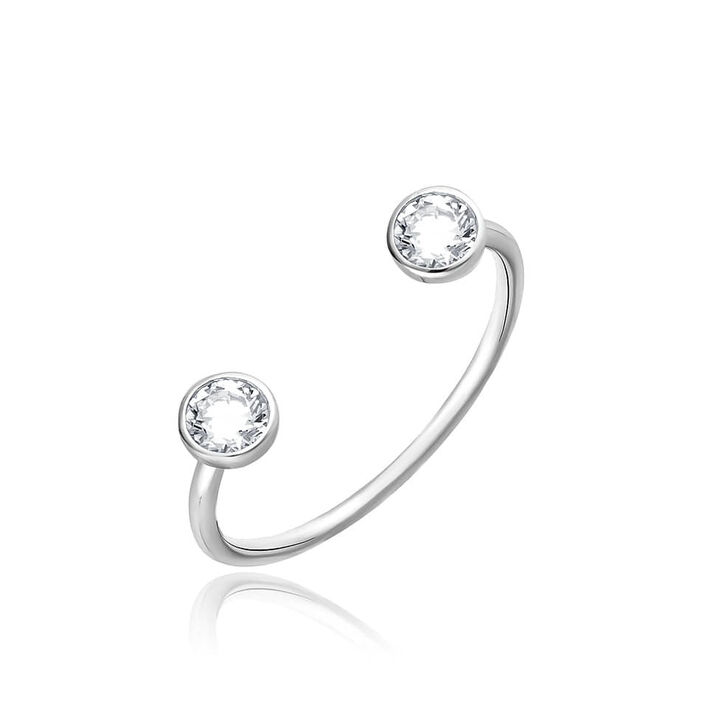 Bague fine STEP - Cristal / Argenté - Bagues  | Agatha