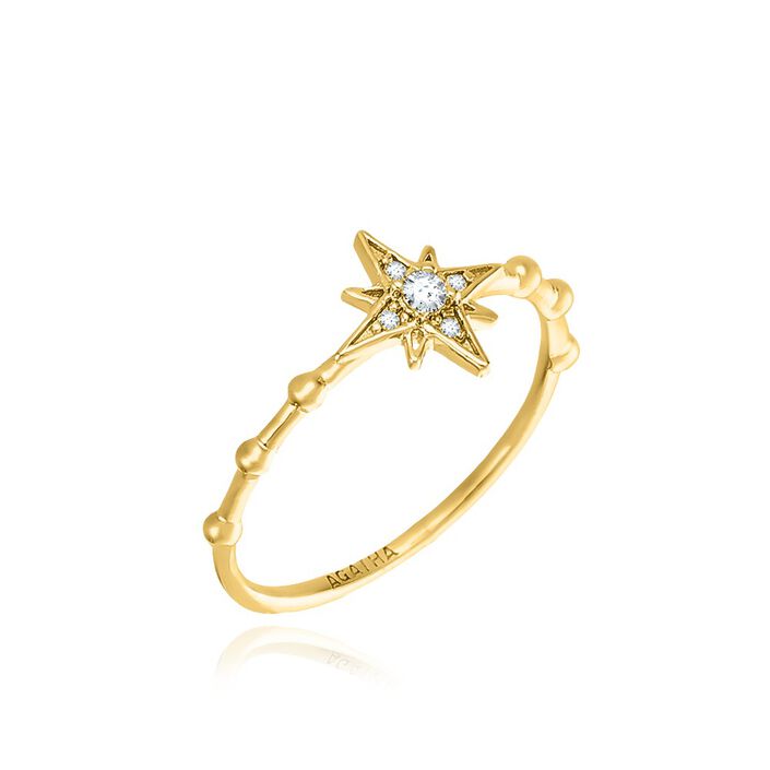 Bague fine OURSE - Cristal / Doré - Bagues  | Agatha